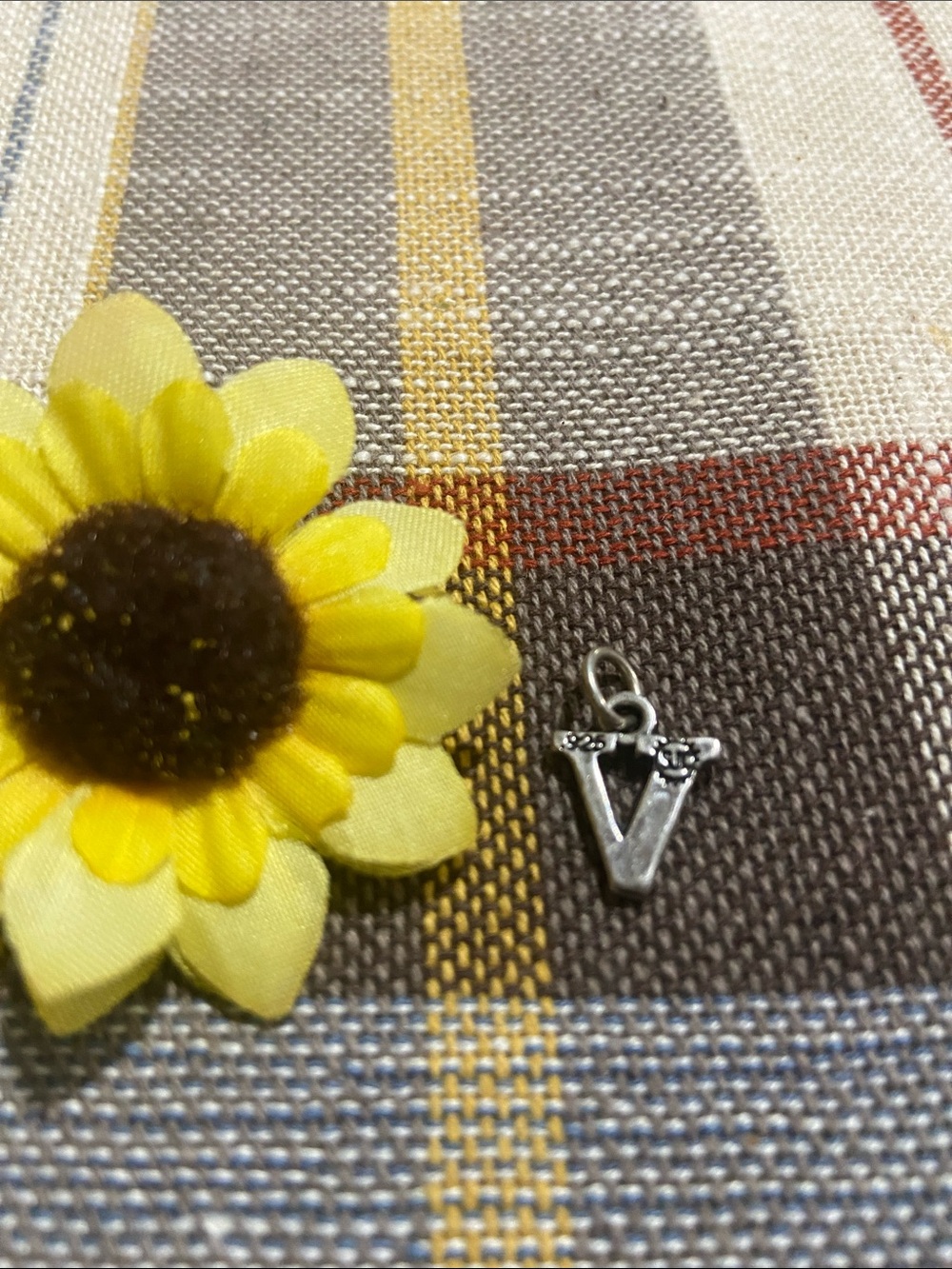 Sterling Silver Letter V Charm Pendant